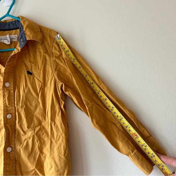 🌼 5/$25 H&M L.O.G.G. Mustard Yellow Boys Button Down Shirt Long Sleeve Size 5-6Y - Picture 9 of 11